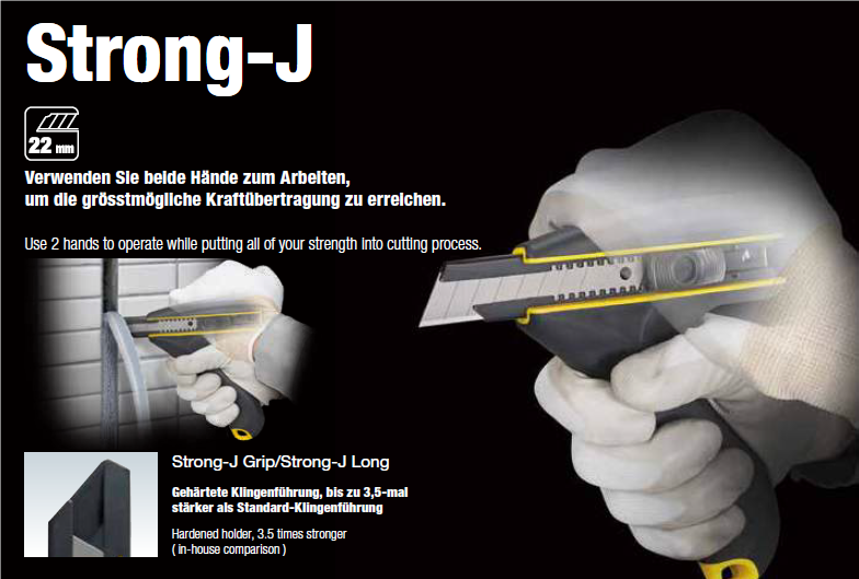 Tajima STRONG-J CUTTER Grip DC690Y Cuttermesser mit 22mm Endura Klingen Set