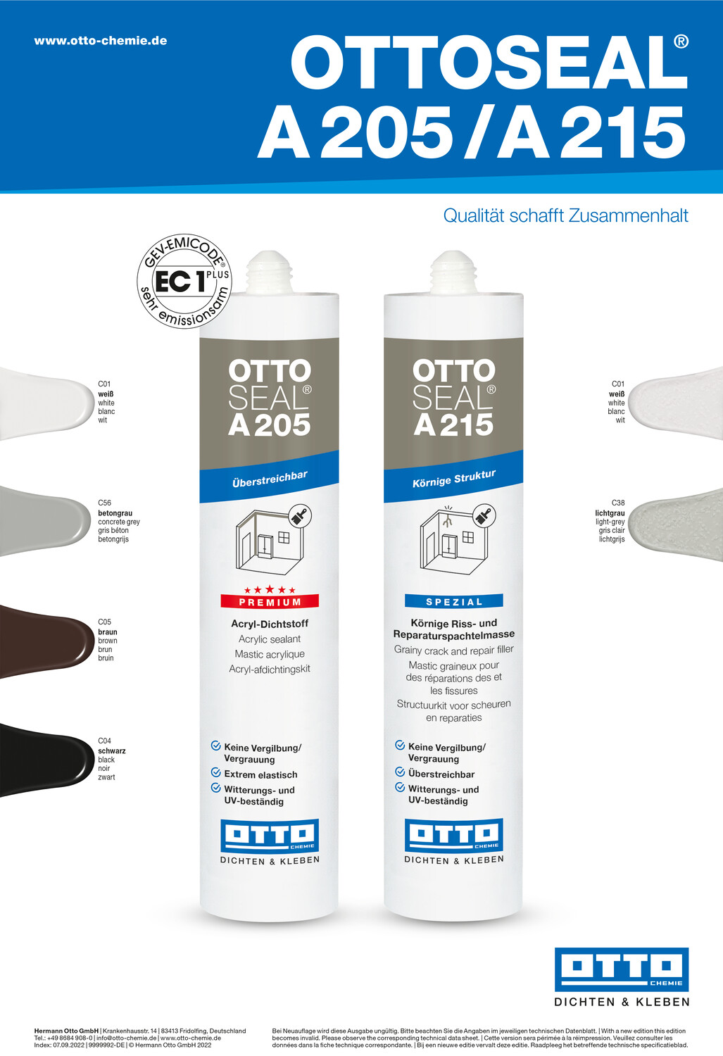 Ottoseal A215 Der Körnige Riss und Reparaturspachtel Kartusche 310ml