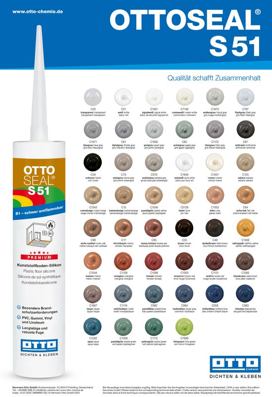 Ottoseal S51 Das bunte Silicon für PVC-, Gummi- und Linoleumböden Kartusche 310ml