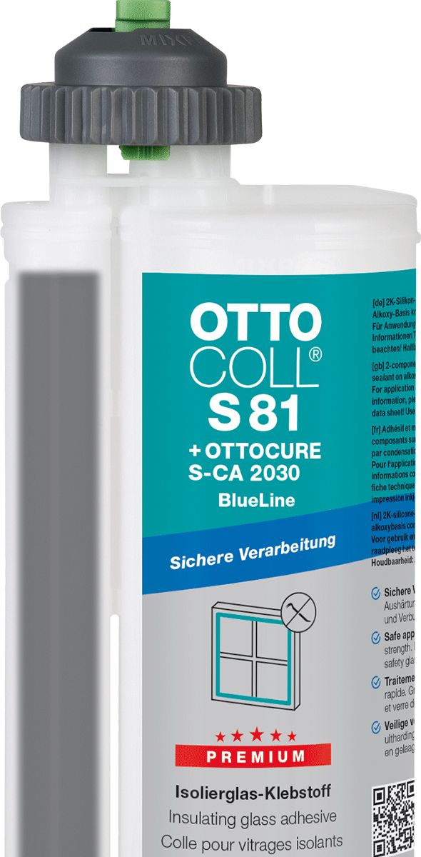 OTTOCOLL S 81 Das Premium-2K-Silikon für das geklebte Fenster, Blueline Doppelkartusche 490ml
