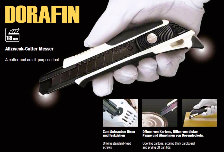 Tajima Dorafin DFC560 Allzweck-Cuttermesser mit 18mm Razar Black Klinge