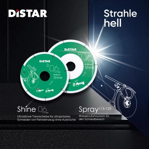 Distar Diamanttrennscheibe 1A1R 0,6x6x22,23 Shine Ultradünner Nassschnitt mit Akku Winkelschleifer