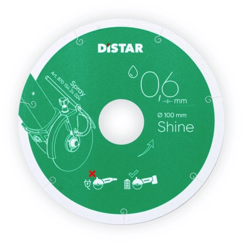 Distar Diamanttrennscheibe 1A1R 0,6x6x22,23 Shine Ultradünner Nassschnitt mit Akku Winkelschleifer
